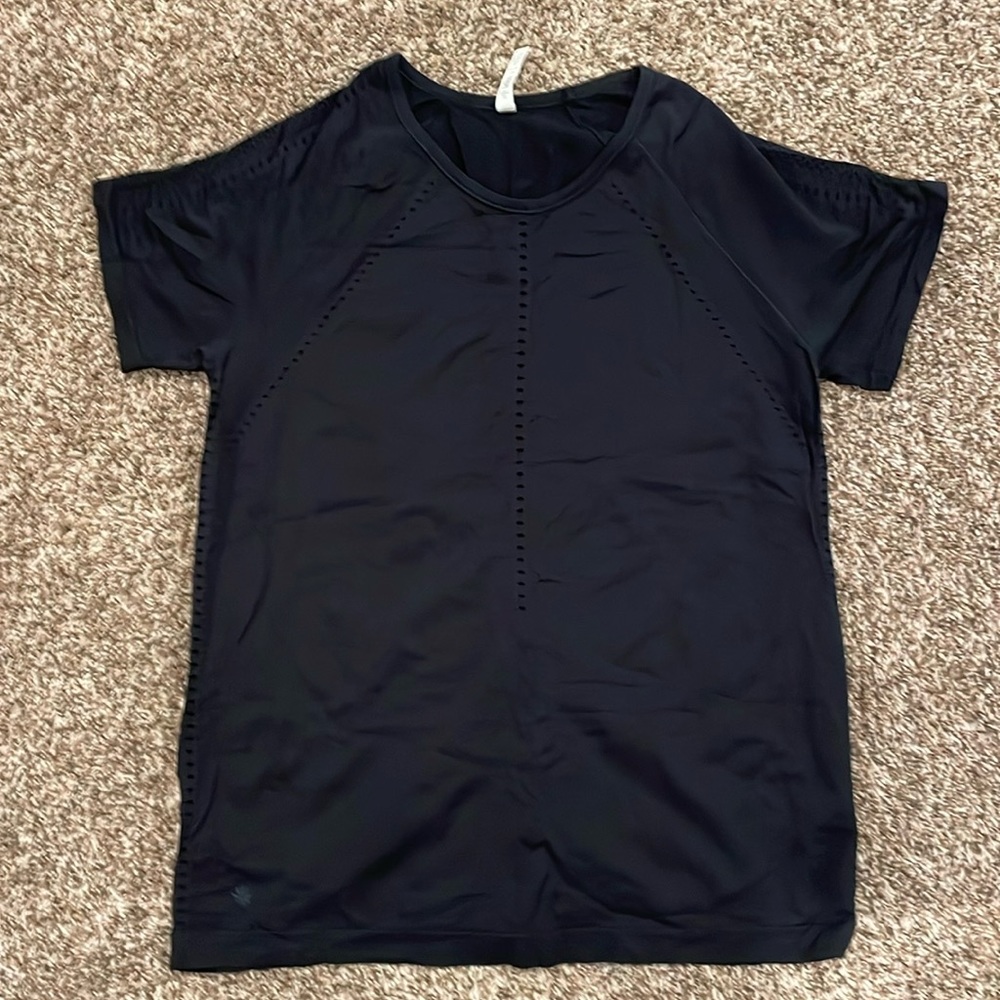 Athleta Foothills Seamless Tee Size L EUC Black